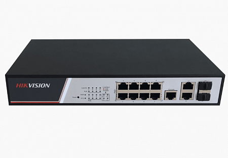 HikVision DS-3E2310P Коммутатор управляемый, 8 портов POE (IEEE802.3af, IEEE802.3at); 10/100 Мбит/с; Console порт; 2 SFP порта; AC 100-240В; 140Вт; 0…+50 °С; 280х179х45мм